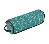 Amooorous Borsa da viaggio per strumenti per capelli con tappetino resistente al calore, organizer per strumenti per capelli, per raddrizzatori, arricciacapelli, asciugacapelli, simpatico gatto verde