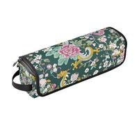 Amooorous Borsa da viaggio per utensili per capelli e tappetino resistente al calore, custodia da viaggio portatile per ferri da stiro, piastre, arricciacapelli, fiori verdi e draghi per donne