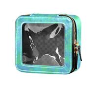 Amooorous Borsa da viaggio trasparente per trucchi e articoli da toeletta da viaggio per cosmetici e articoli da toeletta, Verde Menta Blu Clash, 1 size