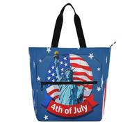 Amooorous Borsa decorativa carina per libri per bambini, donne, uomini, 4 luglio, giorno dell'indipendenza, blu libertà, borse per la spesa con cerniera, per scuola, shopping, viaggi, arcobaleno