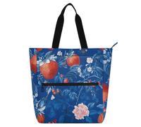 Amooorous Borsa decorativa per bambini, per ragazzi e ragazze, adulti, frutta fresca di salmonberry blu reale, impermeabile, resistente, per insegnanti, biblioteca, per scuola e tempo di gioco