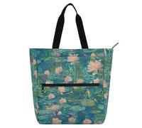 Amooorous Borsa decorativa per bambini, per studenti, adulti, con immagine piena di fiori, impermeabile, borsa per la spesa, borsa da spiaggia, con tasche con cerniera, per scuola, shopping, generi