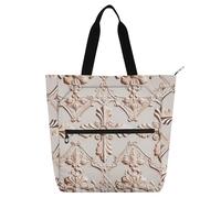 Amooorous Borsa decorativa per bambini, studenti, adulti, vintage, con croce e fiori in oro rosa, impermeabile, riutilizzabile, per scuola, shopping, spiaggia, mochilas arcobaleno