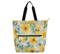 Amooorous Borsa decorativa per libri artistici, per ragazzi e ragazze, adulti, con fiori primaverili Kansas Sunflower_24152_3, impermeabile, per biblioteca, libri, shopping, con manici con cerniera