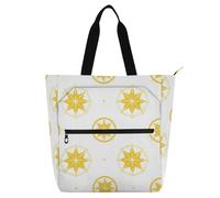 Amooorous Borsa decorativa per libri carina, per bambini e adulti, con stelle gialle luminose bianche, impermeabile, con cerniera, per scuola, shopping, spiaggia, arcobaleno