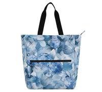 Amooorous Borsa decorativa per libri per bambini, donne e uomini, blu con gemma di buon Natale, resistente all'acqua, borsa da spiaggia con cerniera per scuola, shopping, drogheria arcobaleno bolso