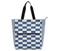 Amooorous Borsa decorativa per libri per bambini e adulti, motivo scozzese americano bianco e blu, grande, resistente, per insegnanti, biblioteca, per università, shopping, spiaggia, arcobaleno para