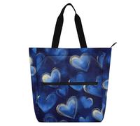 Amooorous Borsa decorativa per libri per bambini, per ragazzi, ragazze, adulti, con cuori, blu reale, leggera, resistente, riutilizzabile, per biblioteca, shopping, spiaggia, arcobaleno, mochilas para