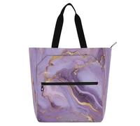 Amooorous Borsa decorativa per libri per bambini per ragazzi ragazze adulti, marmo pietra viola leggera borsa da spiaggia con cerniera per scuola e tempo di gioco arcobaleno dela para