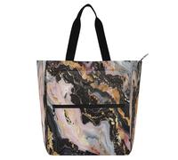 Amooorous Borsa decorativa per libri per bambini per ragazzi ragazze donne, marmorizzata moderna nera crema rosa oro grande libro per bambini borsa della spesa borsa per la scuola shopping drogheria