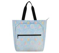 Amooorous Borsa decorativa per libri per bambini, ragazzi e ragazze, bolle colorate e carine, impermeabile, borsa per la spesa riutilizzabile, con cerniera, per scuola, shopping, spiaggia, arcobaleno
