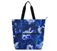 Amooorous Borsa decorativa per libri per bambini, ragazzi e ragazze, fiore estetico blu reale_4 grandi ragazze borsa per la spesa riutilizzabile con cerniera per la scuola shopping drogheria