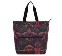 Amooorous Borsa decorativa per libri per bambini, studenti, adulti, gotico, con fiocco rosso e nero, leggera, resistente, borsa per insegnante, borsa per biblioteca, per scuola, shopping, spiaggia