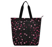 Amooorous Borsa decorativa per libri, per ragazzi, ragazze, adulti, romantica, rosa, amore su San Valentino, impermeabile, riutilizzabile, borsa da spiaggia con cerniera, per scuola e tempo di gioco