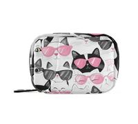 Amooorous Borsa della medicina del gattino bianco e nero sveglio del fumetto con gli scomparti staccabili organizzatore portatile della pillola per la borsa
