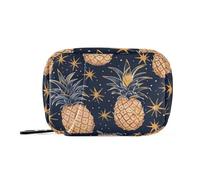 Amooorous Borsa della medicina di viaggio dell'ananas scintillante blu scuro con scomparti staccabili borsa da viaggio riutilizzabile della medicina per la borsa
