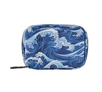 Amooorous Borsa della medicina giapponese Blue Wave Ukiyo-e per borsa con scomparti staccabili comoda custodia da viaggio per farmaci per borsa