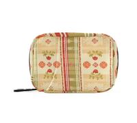 Amooorous Borsa della medicina rossa e verde del modello del fiore di stile country per la borsa con scomparti staccabili organizzatore portatile della pillola di viaggio per la borsa