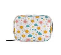 Amooorous Borsa di immagazzinaggio della medicina del sole giallo sveglio del fumetto con gli scomparti staccabili organizzatore portatile della pillola 2 volte al giorno per la borsa