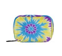 Amooorous Borsa di immagazzinaggio della medicina di tie-dye giallo-viola con i compartimenti staccabili riutilizzabile della pillola di viaggio della cassa per