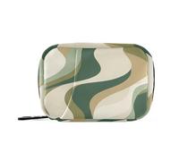 Amooorous Borsa di pronto soccorso astratta verde beige con scomparti staccabili comodo organizzatore pillola da viaggio per portafoglio