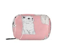 Amooorous Borsa di pronto soccorso con gatto bianco con scomparti staccabili, riutilizzabile, organizer per pillole giornaliero per borsa