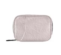 Amooorous Borsa di pronto soccorso con struttura in lino rosa carne con scomparti staccabili piccolo organizzatore portatile per pillole per borsa