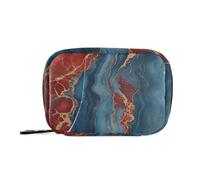 Amooorous Borsa di pronto soccorso con texture in marmo rosso e blu con scomparti staccabili da viaggio per pillole attaccabile per borsa