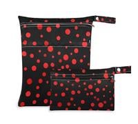 Amooorous Borsa impermeabile a pois irregolari rossi per asilo nido, confezione da 2 sacchetti bagnati per costume da bagno con manici per yoga, asilo nido
