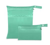 Amooorous Borsa impermeabile a prova di disordine verde tinta unita verde acqua media 2 confezioni essenziali da viaggio per bambino con manici per palestra, piscina