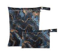 Amooorous Borsa impermeabile astratta nera e oro con motivo in marmo per il nuoto 2 Pack borsa per pannolini oggetti essenziali con manici per spiaggia, palestra