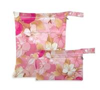 Amooorous Borsa impermeabile lavabile in oro rosa per San Valentino Personalizzato Blossom 2 Pack essenziale da viaggio per bambino con maniglie per pannolini per bambini, bagno