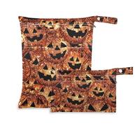 Amooorous Borsa impermeabile per bambini con paillettes arancioni carine, motivo cartone animato, confezione da 2 sacchetti bagnati per costume da bagno con manici per spiaggia, viaggio