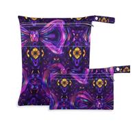 Amooorous Borsa impermeabile riutilizzabile con fiocco viola, confezione da 2 pezzi essenziali da viaggio per volare con manici per fare il bagno, yoga