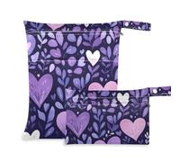 Amooorous Borsa impermeabile viola Valentine Romantic Love per palestra, confezione da 2 elementi essenziali da viaggio per bambini con manici per fare il bagno, viaggiare