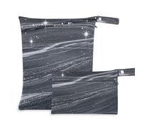 Amooorous Borsa lavabile in falso glitter marmo grano grigio per viaggiare 2 Pack borsa bagnata per costume da bagno con manici per viaggi, bagno