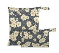 Amooorous Borsa lavabile per costume da bagno con motivo floreale giapponese Ink Cloud 2 Pack borsa bagnata per costume da bagno con manici per piscina e viaggio