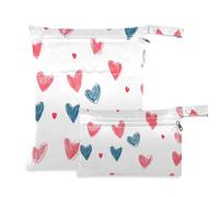 Amooorous Borsa lavabile per San Valentino Love Hearts per palestra, confezione da 2 borse per pannolini, oggetti essenziali con manici per viaggi, asilo nido