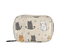 Amooorous Borsa medica a forma di gattino del fumetto con scomparti staccabili, comodo organizer settimanale per pillole per borsa