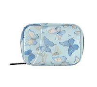 Amooorous Borsa medica blu chiaro con farfalle acquerelli colori pastello con scomparti staccabili organizer per pillole da viaggio riutilizzabile per borsa