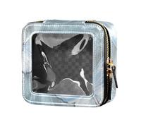 Amooorous Borsa per cosmetici da viaggio con farfalla blu e bianca trasparente piccola borsa da toilette, farfalla blu e bianca, 1 size
