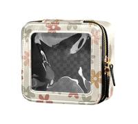 Amooorous Borsa per il trucco colorata e fresca floreale trasparente piccola borsa da toilette da viaggio impermeabile piccola borsa cosmetica per borsa per volare, Floreale colorato e fresco, 1 size