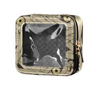 Amooorous Borsa per il trucco trasparente con scritta "Horror Mummy Zombie All Saints' Day" Happy Halloween, piccola borsa da toilette per la cura della pelle da donna, Horror Mummy Zombie Ognissanti