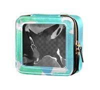 Amooorous Borsa per il trucco trasparente verde menta blu scontro piccole borse da viaggio per articoli da toeletta custodia organizer per cosmetici da viaggio, Verde Menta Blu Clash, 1 size