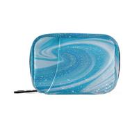 Amooorous Borsa per medicine blu alla moda con glitter finto marmo per viaggiare con scomparti staccabili custodia da viaggio organizer attaccabile per borsa