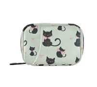 Amooorous Borsa per medicine con gatto nero per viaggiare con scomparti staccabili, riutilizzabile, organizer per pillole giornaliero per borsa