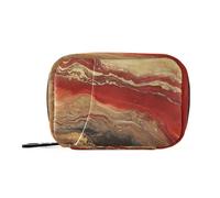 Amooorous Borsa per medicine con texture in marmo rosso e oro per viaggiare con scomparti staccabili organizer settimanale portatile per pillole per borsa