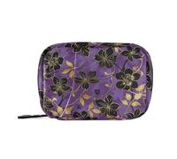 Amooorous Borsa per medicine da viaggio con fiori vintage neri e oro con scomparti staccabili riutilizzabili portapillole organizer per borsa