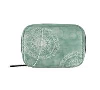 Amooorous Borsa per medicine verde vintage con fiori per viaggiare con scomparti staccabili borsa da viaggio riutilizzabile per medicine per borsa