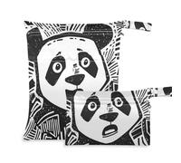 Amooorous Borsa per pannolini bagnata riutilizzabile a forma di panda nera, confezione da 2 pezzi, articoli essenziali con manici per il bagno, pannolini per bambini